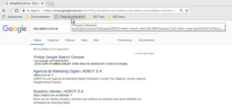 Cómo copiar URLs indexadas desde un resultado de búsqueda de Google