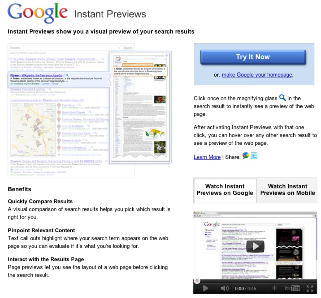 Google Instant Previews
