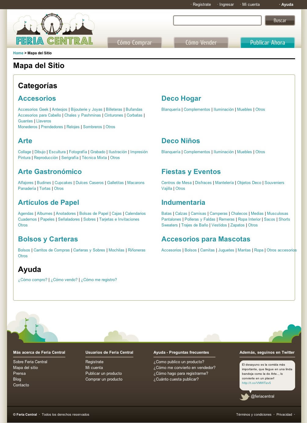 Sitemap en HTML Feria Central