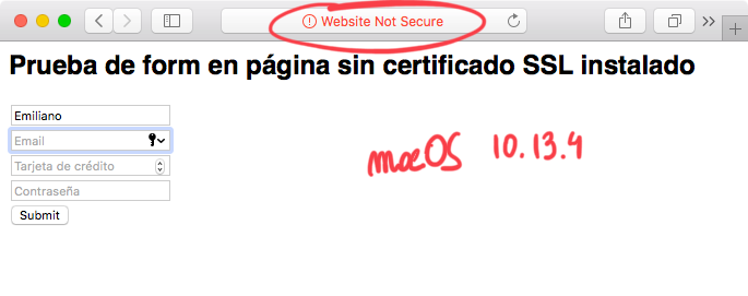 macOS y página sin SSL